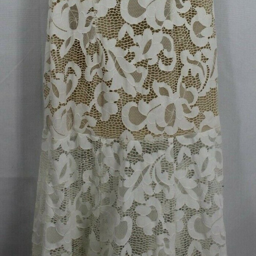 Issue New York Sheer Embroidered Lace Maxi Dress Gown Small Ivory $318 wedding - Picture 3 of 11